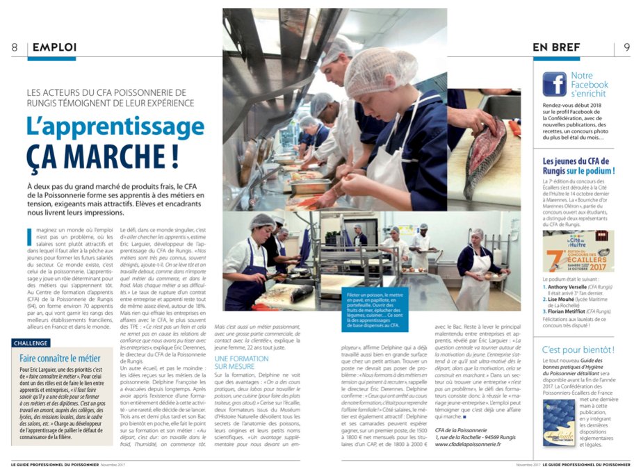 Le Guide du Poissonnier — L'apprentissage ça marche! feature spread